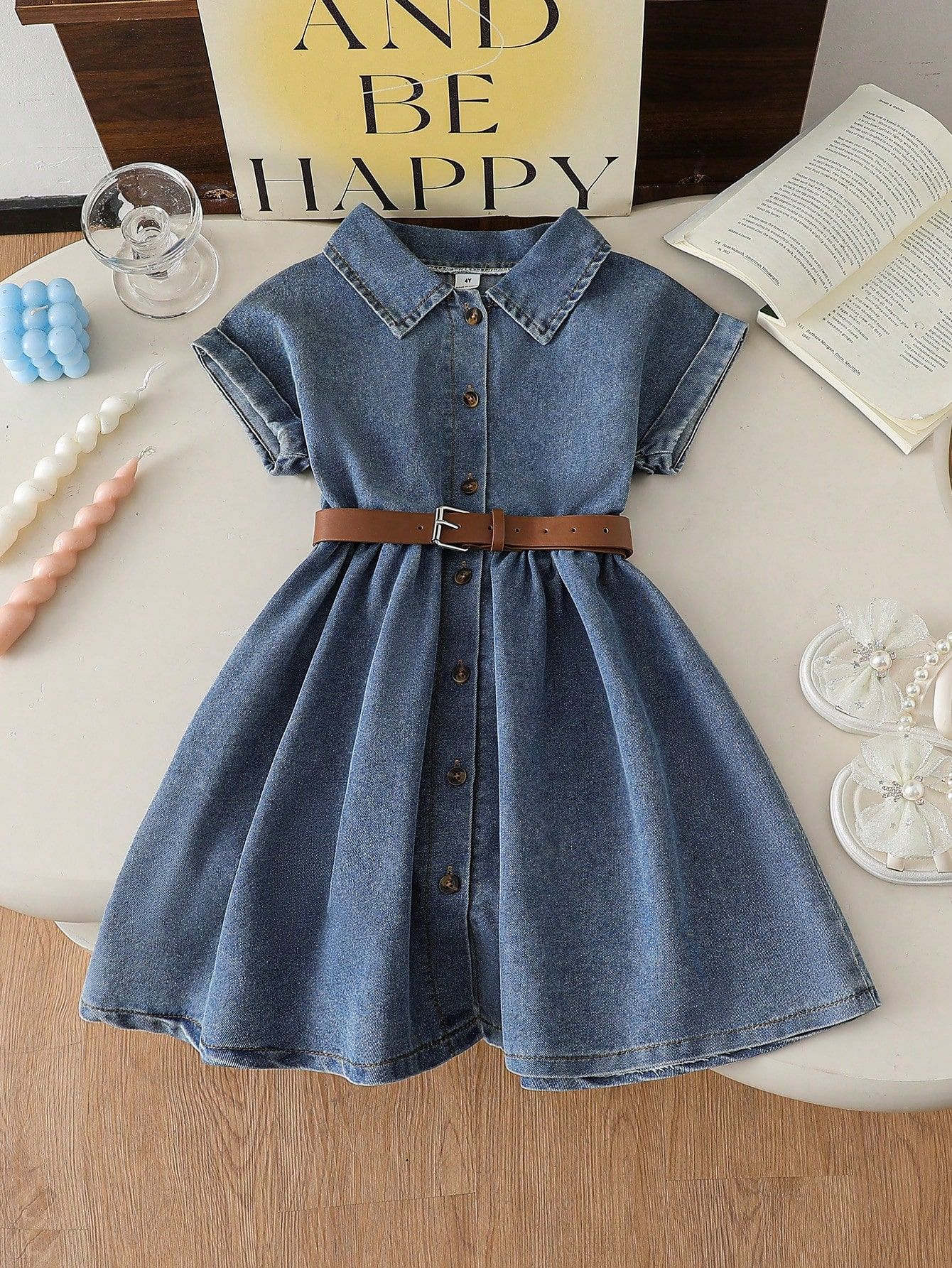 loft denim dress Summer Denim Dress For Girls