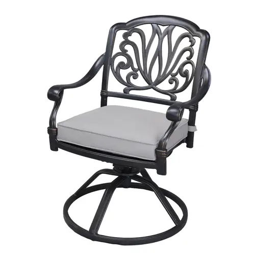 patio outdoor aluminum dining swivel rocker chairs with cushion set of 2 cast silver