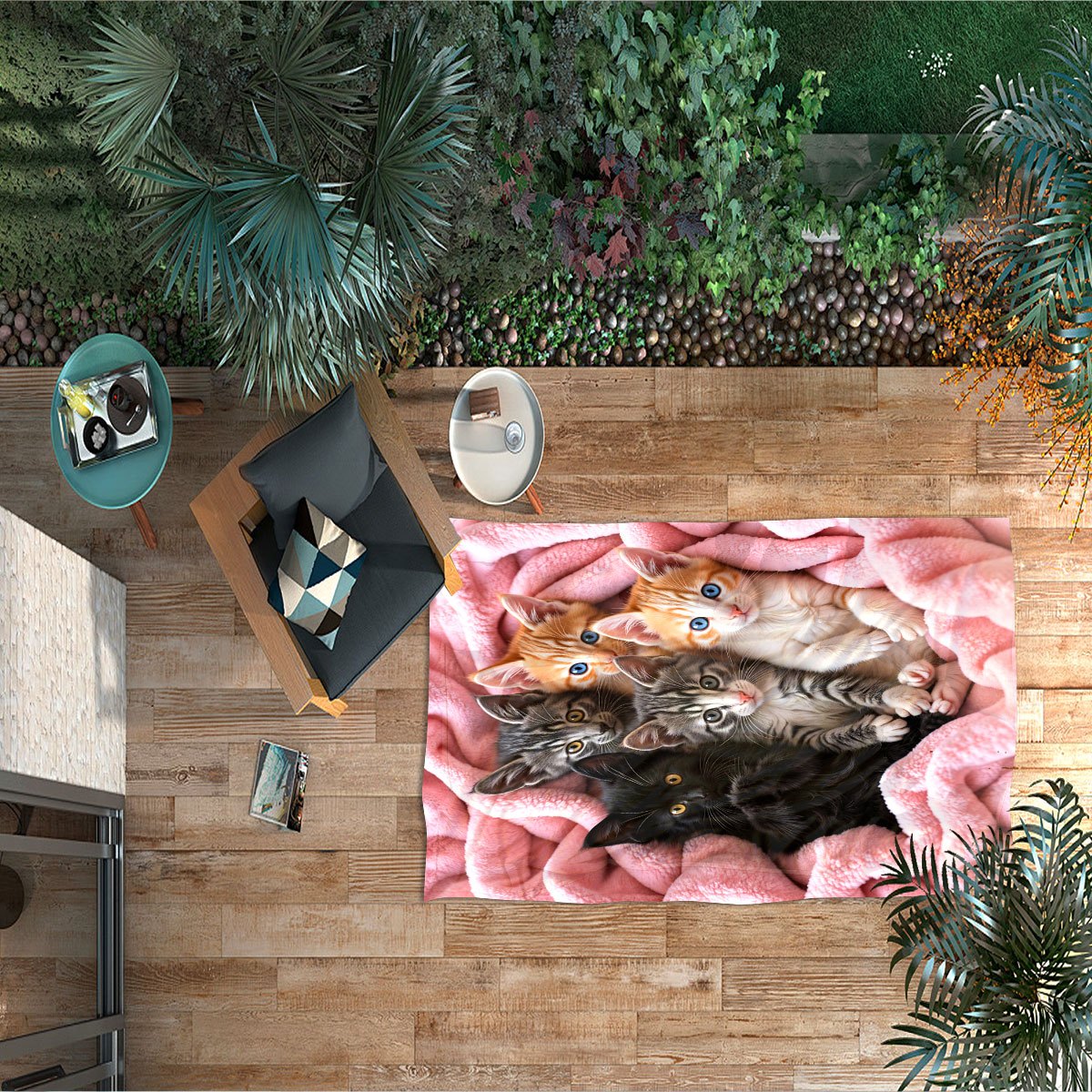 1pc pink fluffy background with multiple adorable cute cats flannel blanket 2d flat print soft and warm nap blanket sofa blanket multi purpose decorative blanket for home office and travel gift blanket for couples families and pets