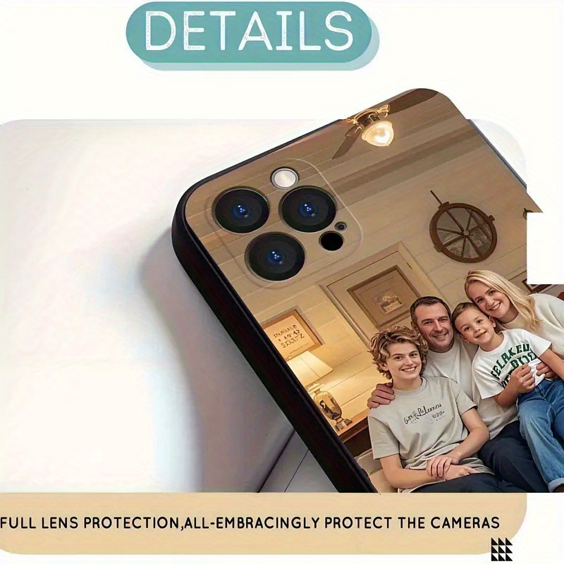 Customizable Photo Black Phone Case Compatible with iPhone 16/ 15/ 14/ 13/ 12/ 11 Pro Max/ Pro/ Plus/ Xs Max | Shockproof TPU Material | Birthday/ Father'S Day/ Valentine'S Day Gift for Girlfriend/ Family/ Couples | Creative Personalized Anniversary