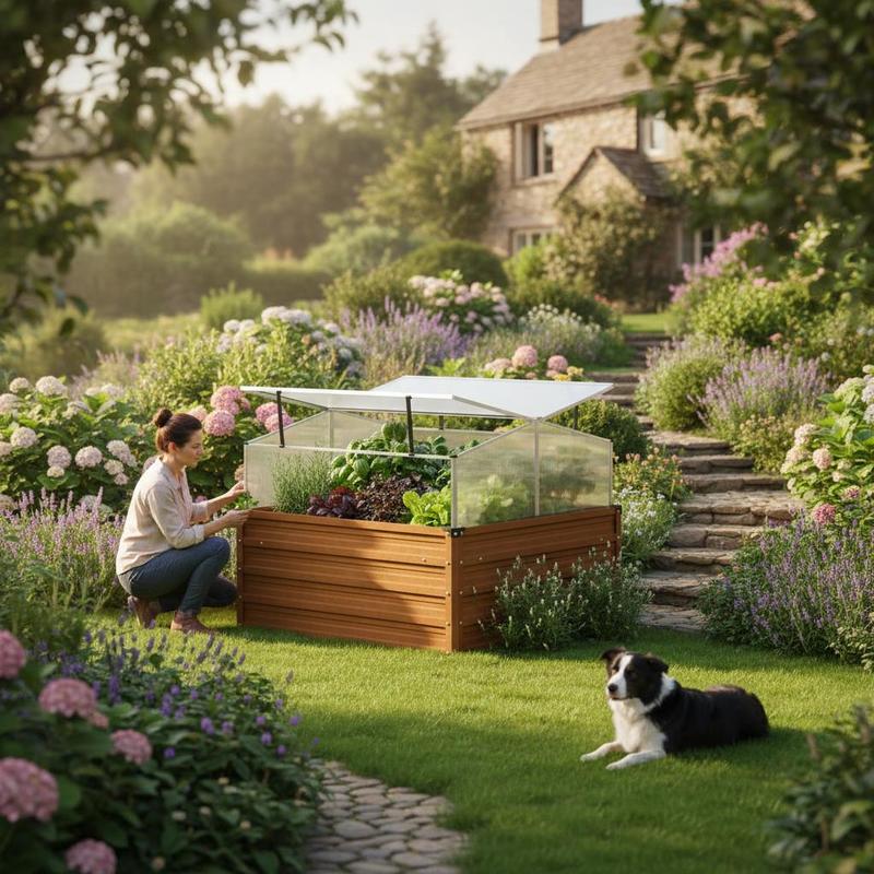 Image of Raised Bed With Greenhouse 120x80x80 Cm | Corten Steel, And Weather-resistant, For Plant Cultivation, Vegetable Growing, Ground Load, Contemporary Style
