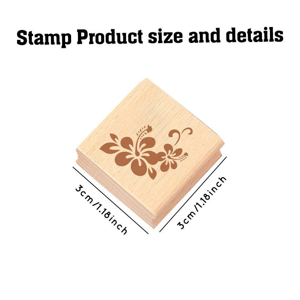 Cool Vine Double Hibiscus Scroll Lace Wooden Rubber Stamp