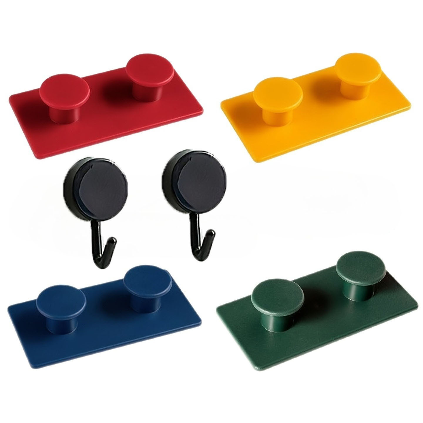 TEMU Juego de 6 piezas: 4 ganchos de bloques de construcción + impermeables. Coloridos, adhesivo fuerte, no requiere taladro, sin rastros,
