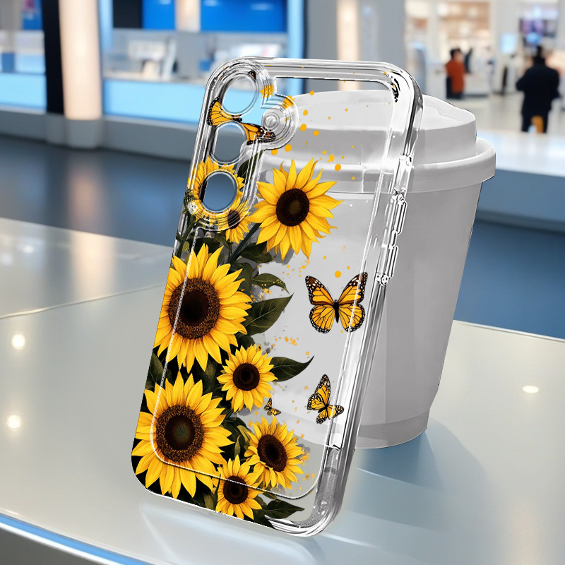 TEMU Phone Case: Bright Sunflower And Swarm Phone Case, Suitable For Galaxy A02 A03s A04 A05s A06 A13 A14 A15 A16 5g A21s A22 A23 A24 A25 A32 A34 A35