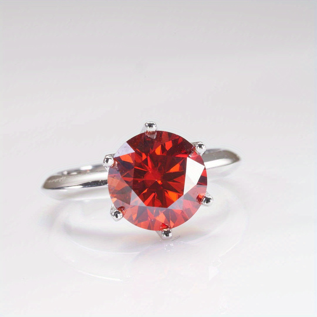 Women's 3 Carat Red Round Cut Moissanite Ring