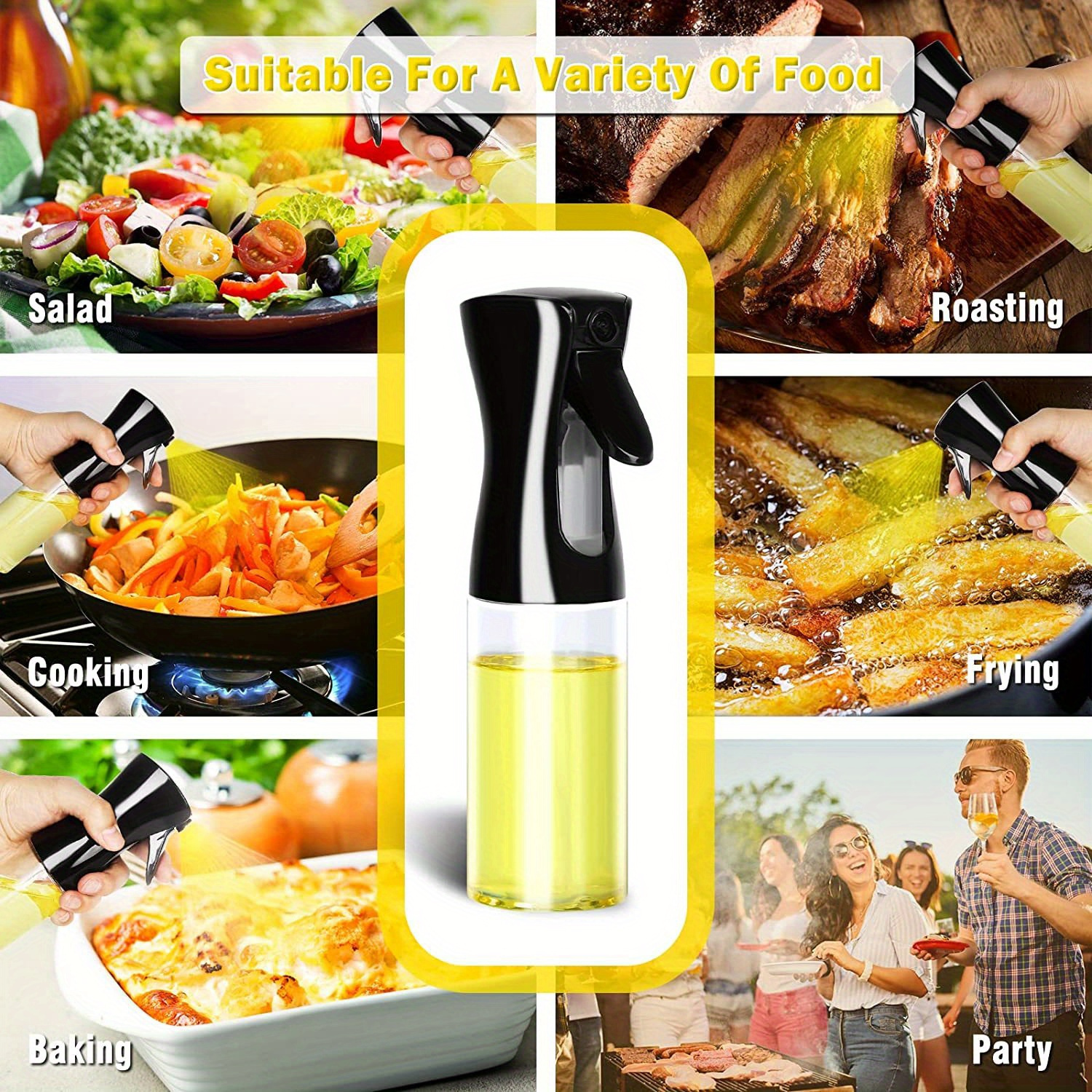 300ml Multi-Use Oil Spray Bottle - Transparent PET with Black Trigger Nozzle, Ideal for Cooking, BBQ & Baking - Easy-Level Indicator, Outdoor Safe, Oil Sprayer Bottle for Cooking 10 300ml Multi-Use Oil Spray Bottle - Transparent PET with Black Trigger Nozzle, Ideal for Cooking, BBQ & Baking - Easy-Level Indicator, Outdoor Safe, Oil Sprayer Bottle for Cooking
