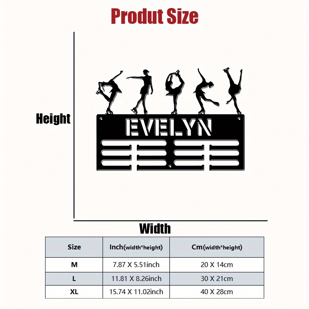 TEMU 1pc Silhouette de patinage , récompense en métal doré, support d'affichage, crochet décoratif, cadeau de mariage, cadeau de Ramadan, pour la