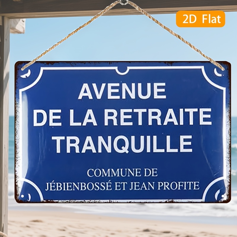 TEMU Panneau Décoratif Métal Rétro 2D Plat - Gravé avec ' DE JEBIENBOSSÉ ET JEAN PROFITÉ' en dessous d' DE | 20*30 Cm / 8*12 Inches (Cordon de