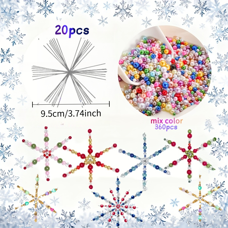 TEMU Ensemble de 20 de neige de Noël - Perles et fil de couleur classiques, pour décorations faites main, ornements d'artisanat toutes saisons, idéal
