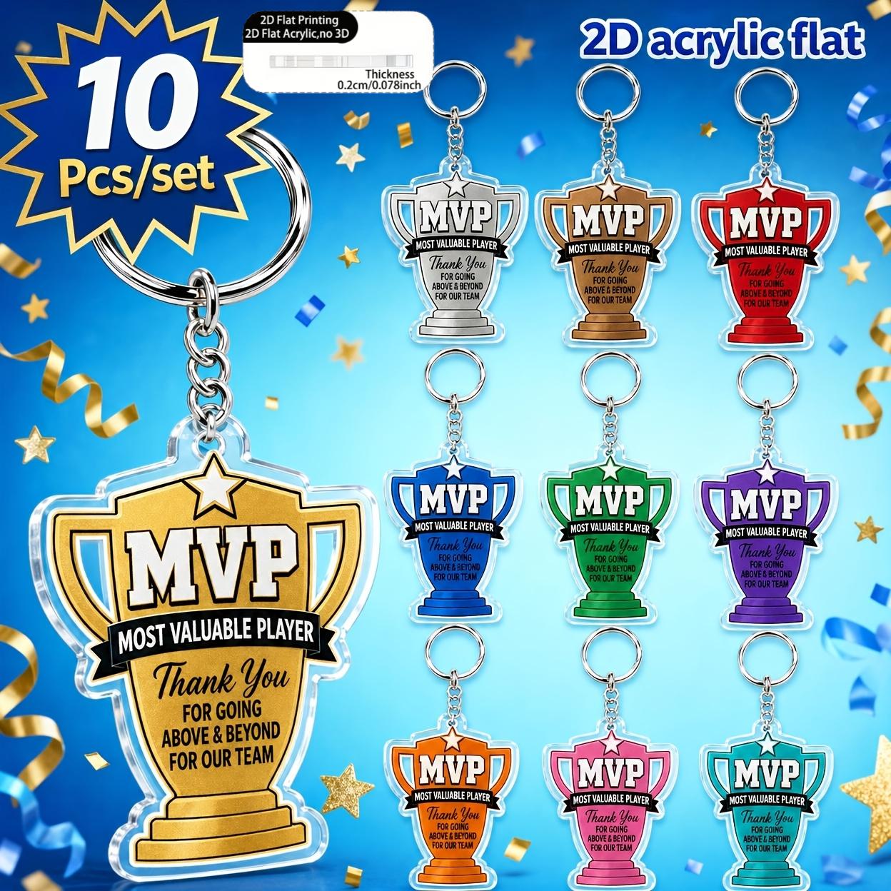 TEMU 2d Flat - 2d Plane, [2d Plane] 10pcs Inspirational Mvp Trophy-shaped Acrylic Keychain, Team Recognition Gift