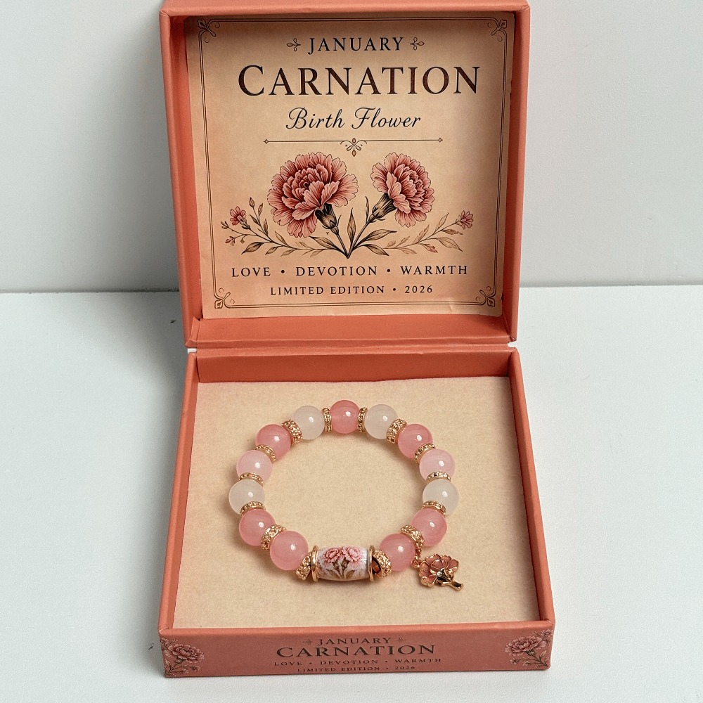 TEMU 12-month Birthstone Flower Bracelet, Comes With A Gift Box, Handcrafted Beaded Bracelet, A Meaningful Birthday Gift For Her, Women's Fashion
