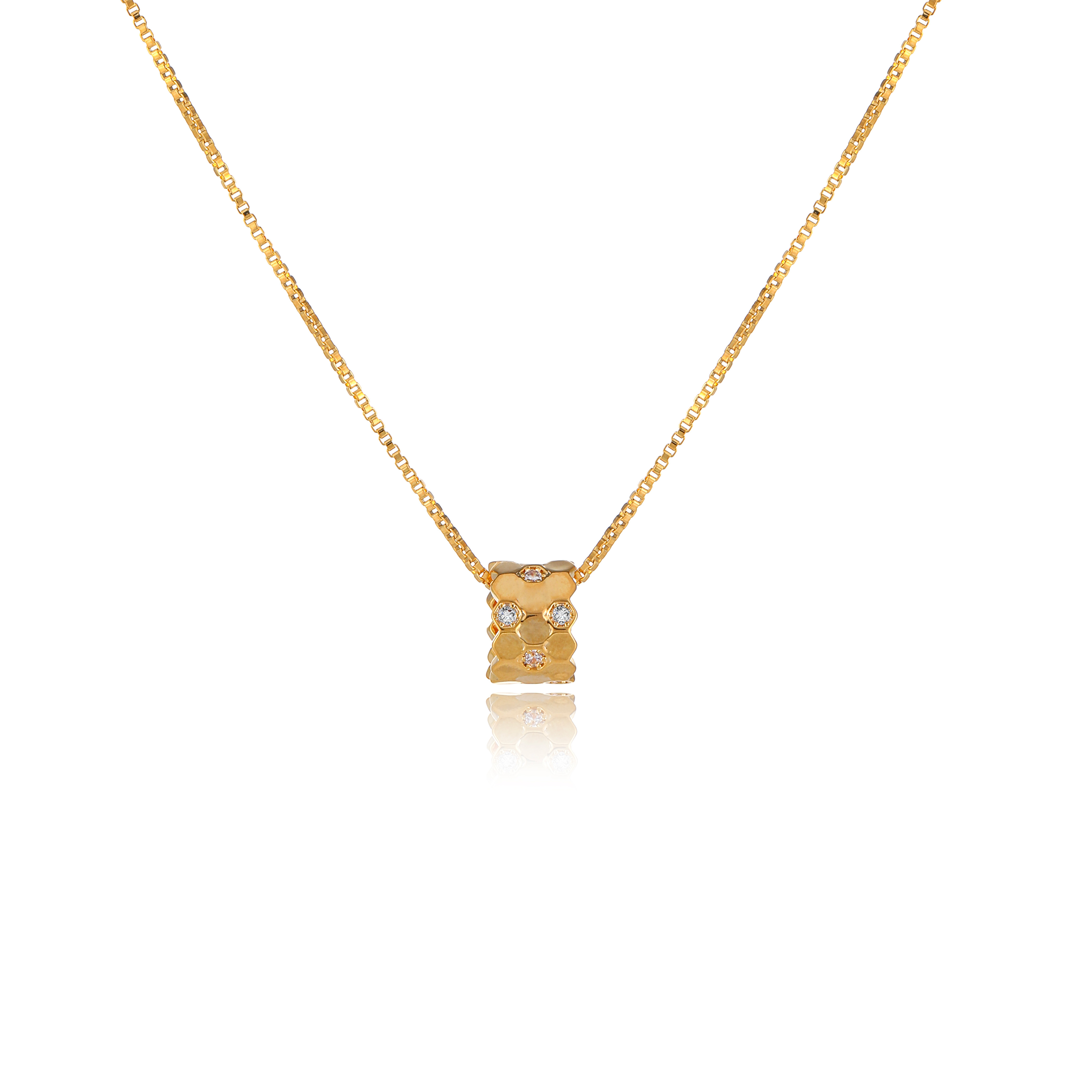 Women's 18K Gold-Plated Honeycomb Sphere Pendant Necklace