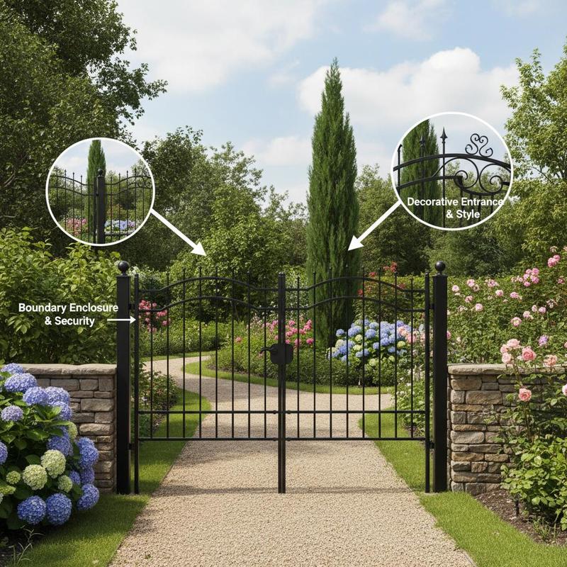 Image of [3d] Garden Fence, Measuring 239 X 125cm, Used For Demarcating Property, Protecting Items, Outdoor Fencing, Powder-coated Steel, Spearhead Design, Panels, Metal Fence, Metal Structure.