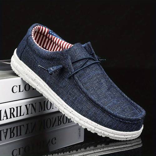 men s fashionable slip on loafers comfortable versatile casual sneakers blue with white sole floral lining wear