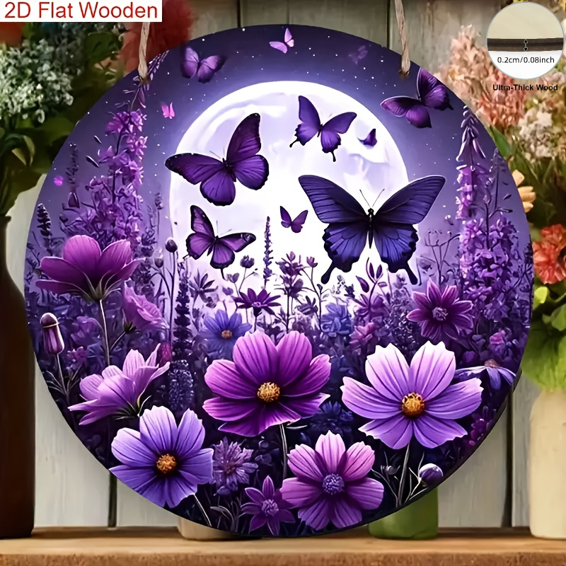 TEMU Décoration de jardin 2D plate, 1 pièce, papillon et lune en bois, décoration universelle printemps été, art mural extérieur
