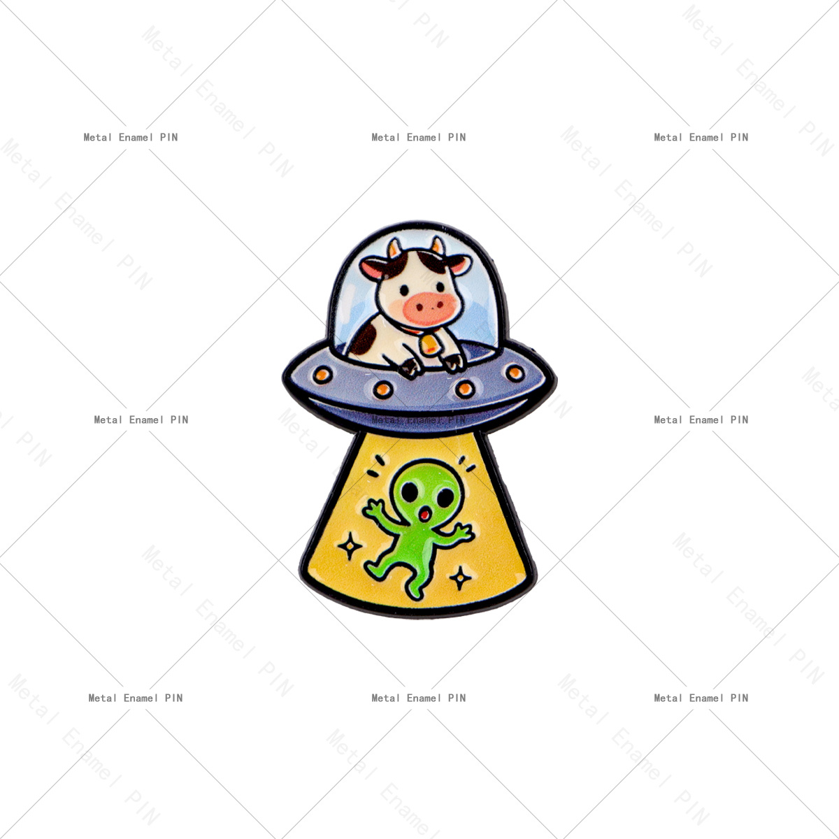 TEMU 1pc Épinglette en émail Vache et Mignonne, Broche Vaisseau de Dessin Animé Drôle, Badge de Revers en Métal pour Sacs à Dos Vestes, Cadeau de