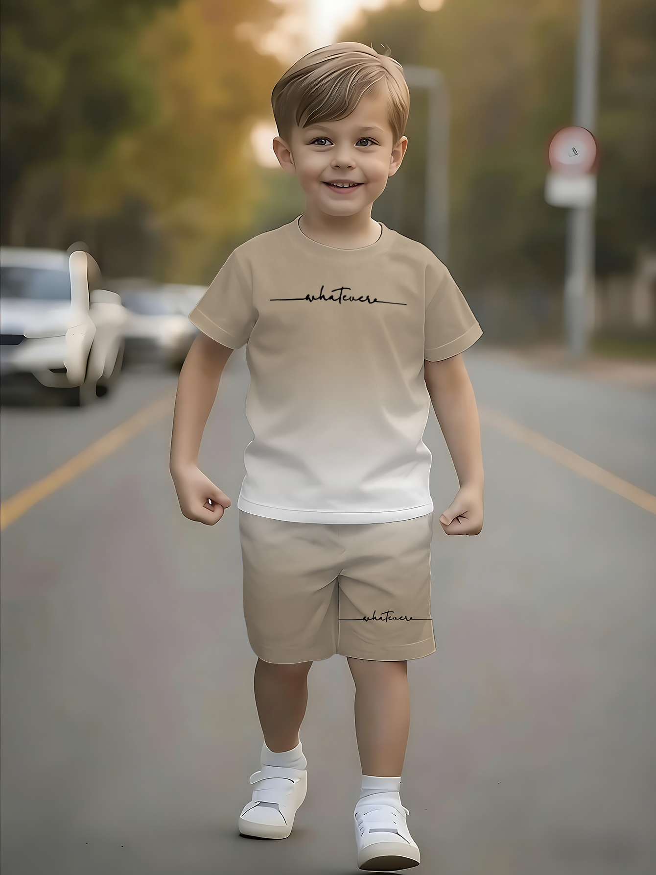 2pcs boys short sleeve and shorts set casual fashion style fun patterns summer outdoor sports outfit soft breathable comfortable short sleeve round neck t shirt and shorts set very suitable for childrens wear outdoor travel for outdoor