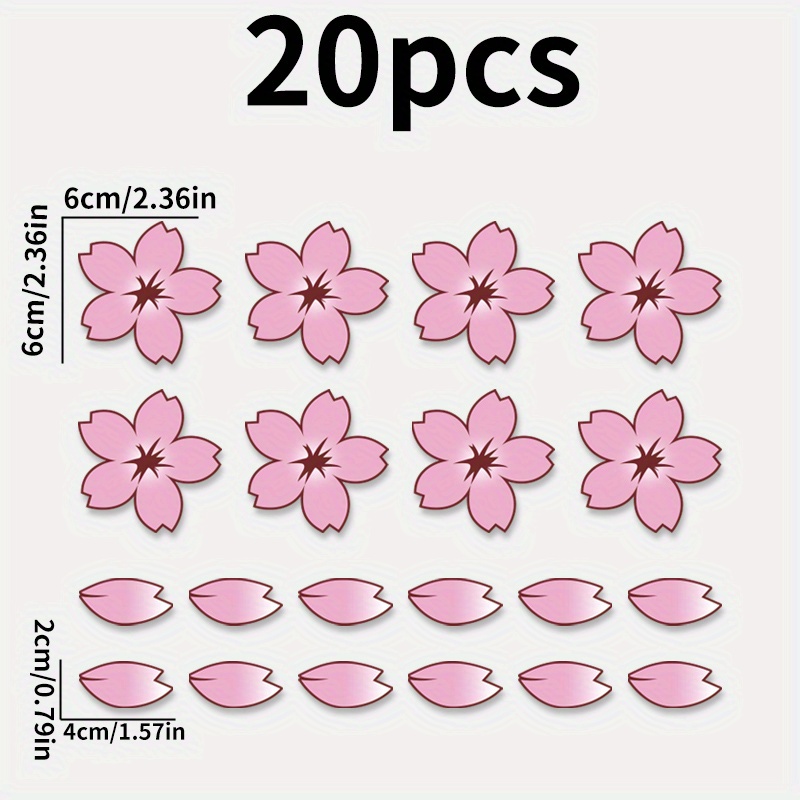 Image of 20 Japanese-style Cherry Stickers, Suitable For Covering Car Body Scratches, Bicycle And Motorcycle Helmets, Diy Waterproof And Exquisite Decals