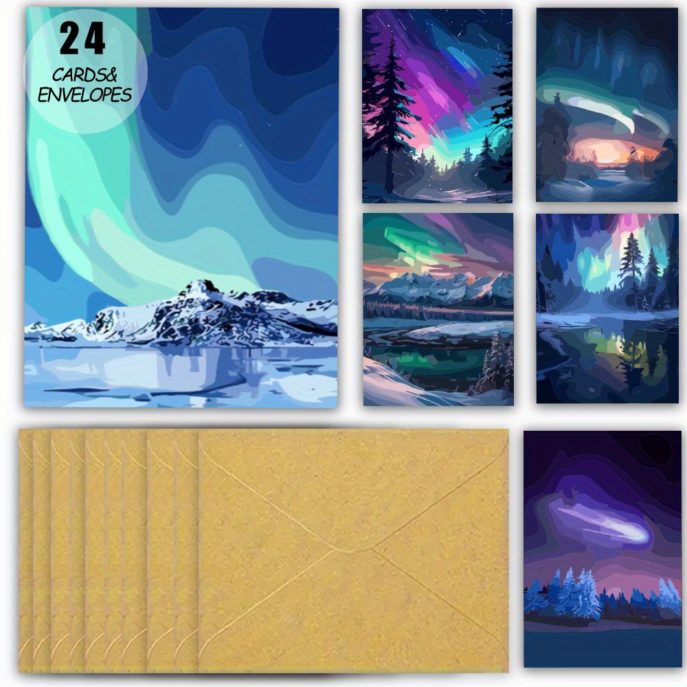 

24-pack Winter Greeting Cards With Envelopes - Assorted Snowy Scenes For Birthday, Halloween, Thanksgiving - Ideal For Friends, Family,