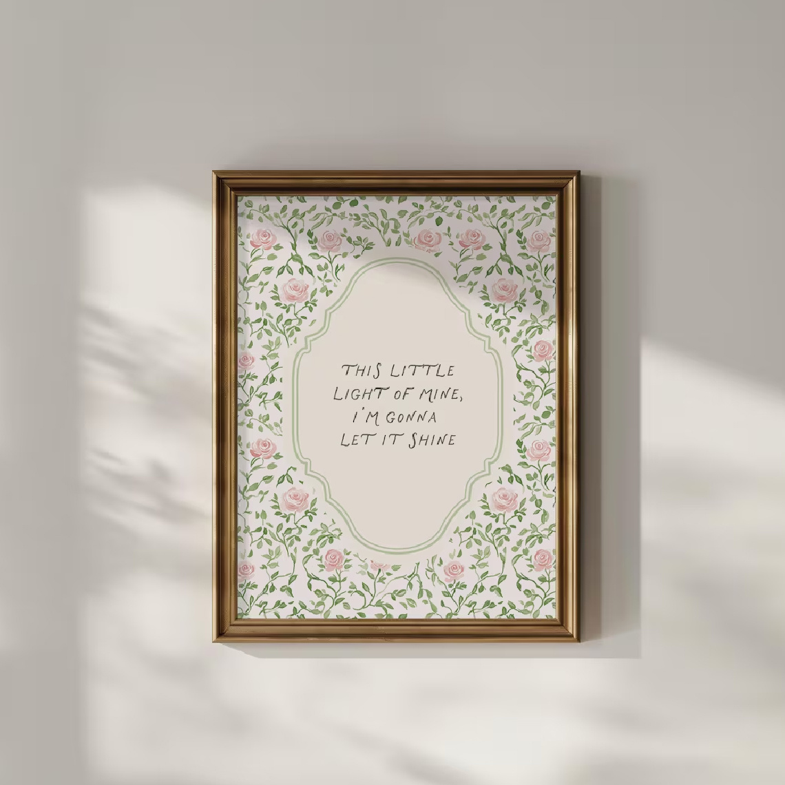 TEMU 2D Flach, 2D Flach, Ein Vintage-Poster mit Wandkunst unter dem Titel "Mein kleines Licht" mit einem floralen Aquarell-Design in Pink. Dieses