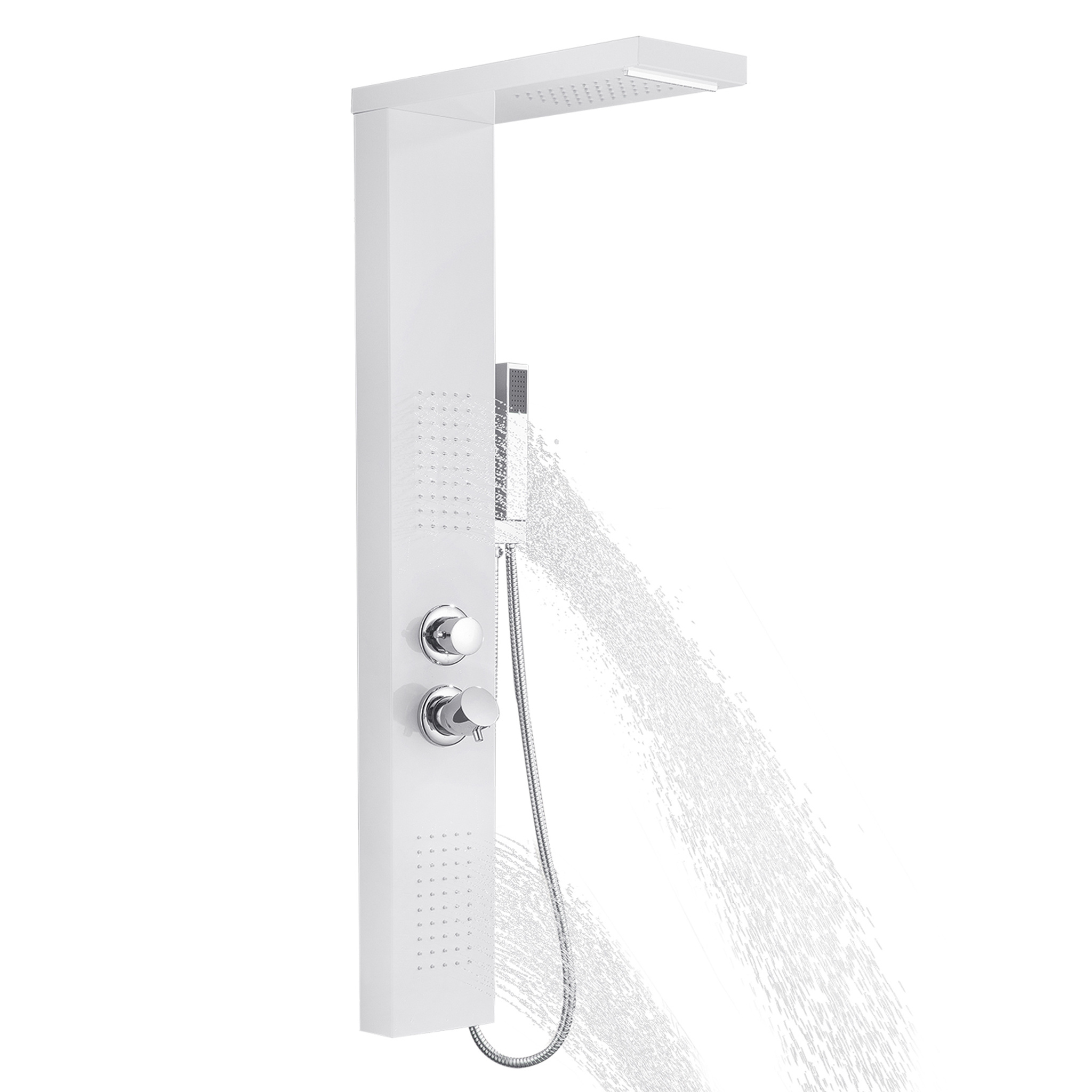 Stainless Steel Shower Panel System With Rain Shower Head, Shower Column With Hand Shower, Suitable For Bathroom Installation. Silver/