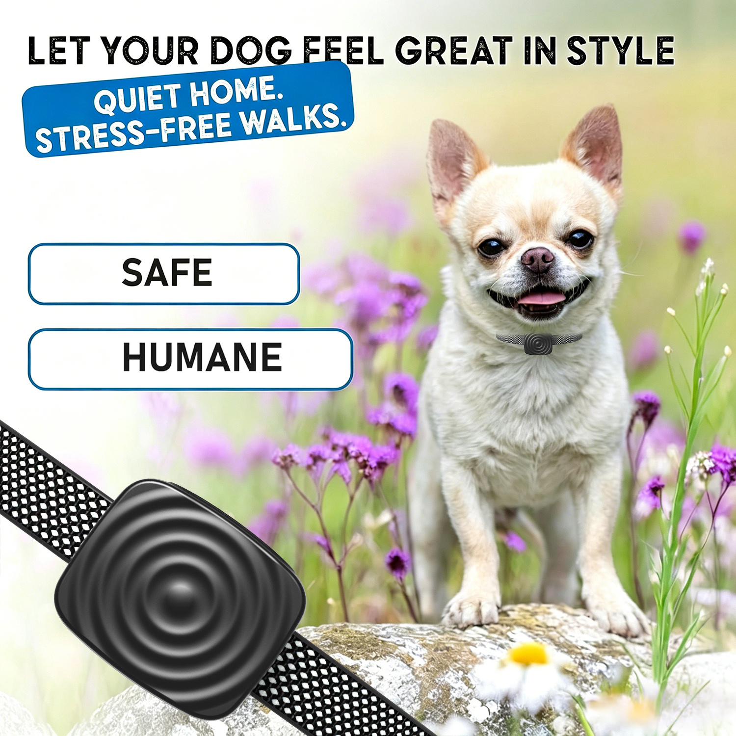 TEMU Electronic Dog Training Collar, Non-electric Shock Training Device, Smart Automatic Bark Recognition, Sound And Vibration Training , Multi-level