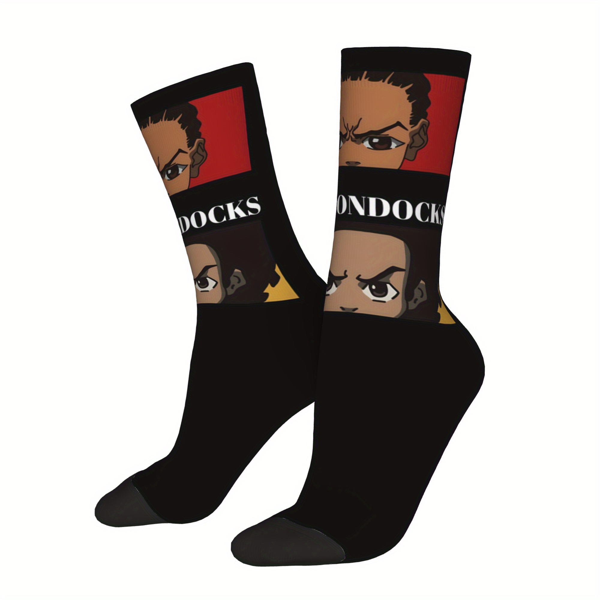 TEMU 1 Pair Socks - Random Themed Prints ( ), Harajuku Hip-hop Style, Show Merchandise For Fans