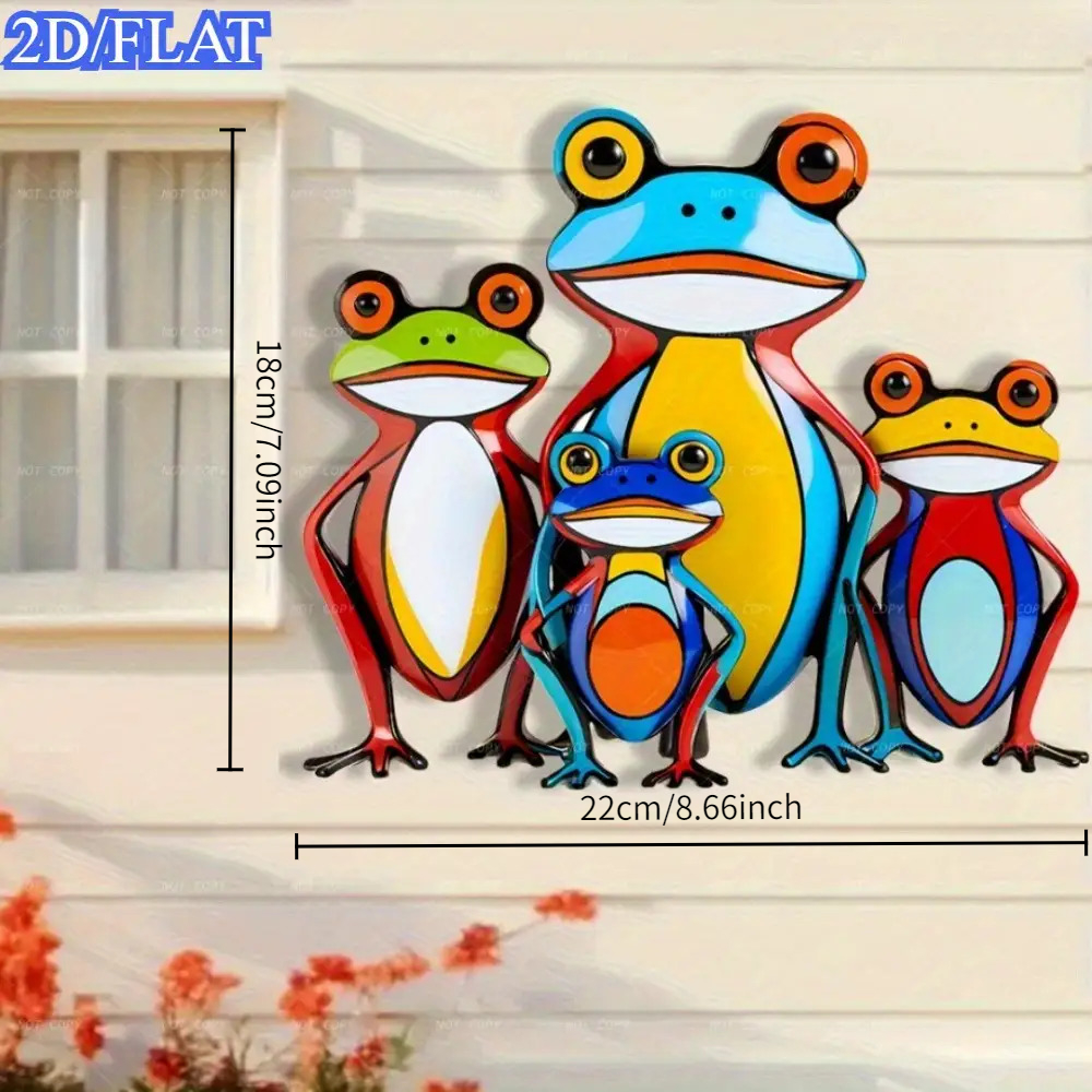 TEMU 2d Flat - 【2d Flat】 2d Flat, 1pc, Minimalist Style Acrylic Colorful Frog Wall Decoration - Suitable For Courtyards, Gardens, Living Rooms, And
