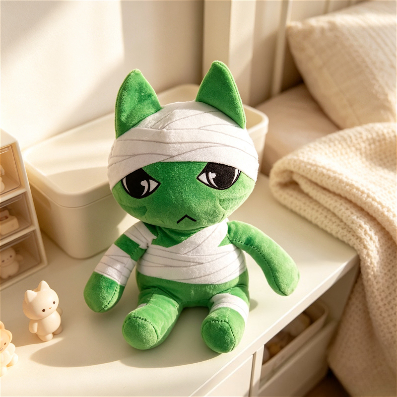 New Game-Themed Animal Plush Doll, Green Cat Doll