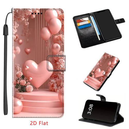 item picture phone case hearts pu flip wallet phone case suitable for oppo a2 a3 a5 a6 a7 a8 a9 a12 a15 a16 a17 a18 a31 a33 a35 a36 a38 a40 a52 a54 a55 a56 a57 a58 a60 a71 a72 a74 a76 a78 a79 a80 a83 a91 a92 a94 a98 f5 f7 f9 f17 f19 f23 f25 f27