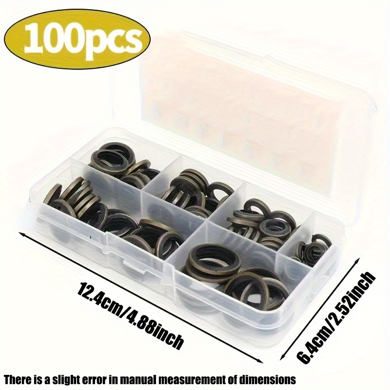 Image of 100pcs/ Seal Gasket Kit Oil Screw Washer Rubber Oil Plug Gasket Replaceable Washer Sealing Kit M6 M8 M10 M12 M14 M16