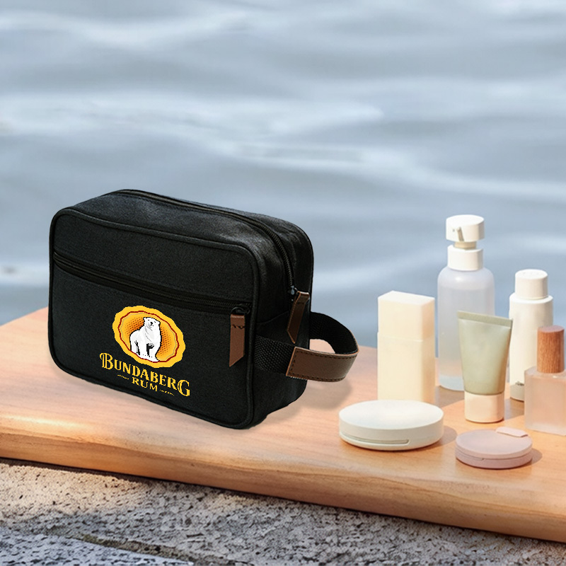 TEMU Bundaberg Rum Print Toiletry Bag - Large Capacity Multi-compartment Travel With Zipper Closure & Chain Strap, Suitable For Cosmetics, Medication