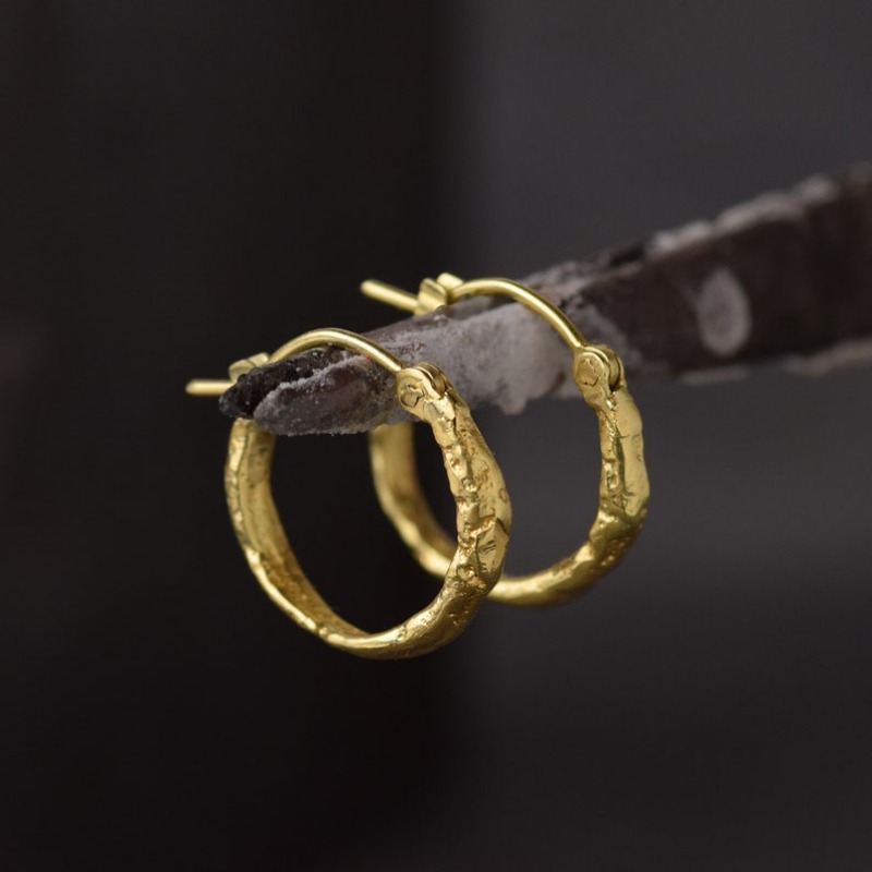 Women's Small Hammered Golden Hoop Earrings
