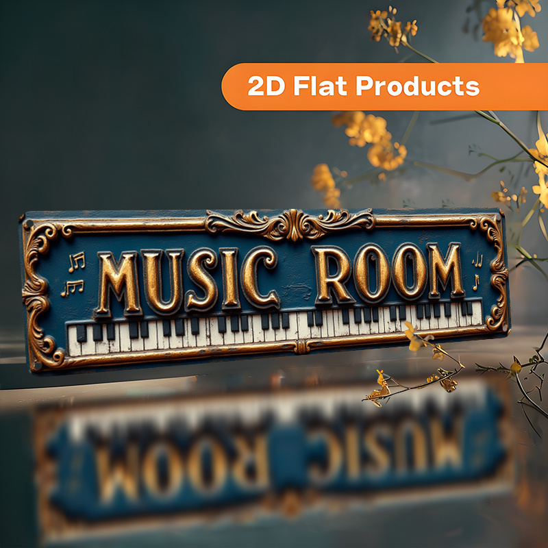 TEMU 2D Plat, Vintage Piano Toetsen & Muzieknoten Wandbord - Horizontaal Aluminium Metaal Plaquette met Piano Toets, Muziekdecor voor Kantoor,