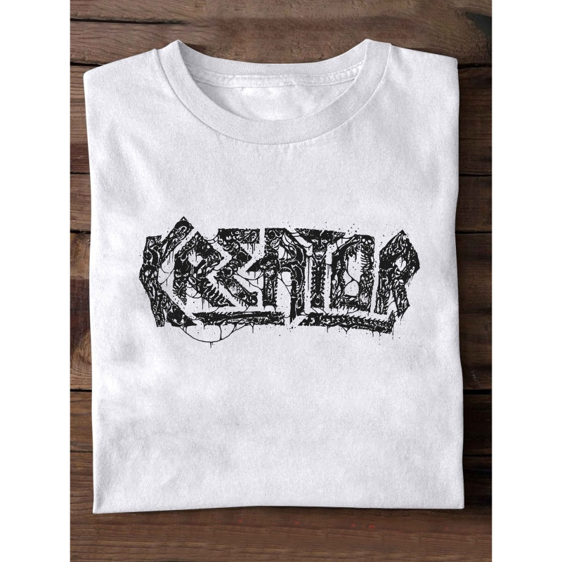 

Men's Star Kreator Graphic Tee - Casual Black Polyester T-shirt With , Short Sleeves, Round Neck For Summer