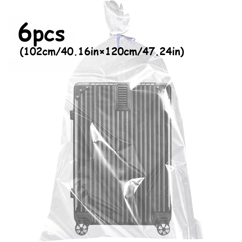 TEMU 6pcs/4pcs Large Transparent Plastic Bags, "40.16in .24in", Large Storage Bags, Reusable Enormous Extra Luggage Storage Bags For Luggage,
