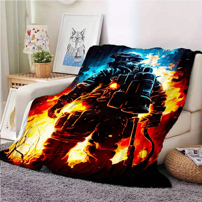 

Firefighter Hero Soft And Warm Flannel Blanket - Sofas, Beds, Offices, And Camping. High- 3d Printing, Skin-friendly And Absorbent, Suitable For All , Multifunctional Gift.