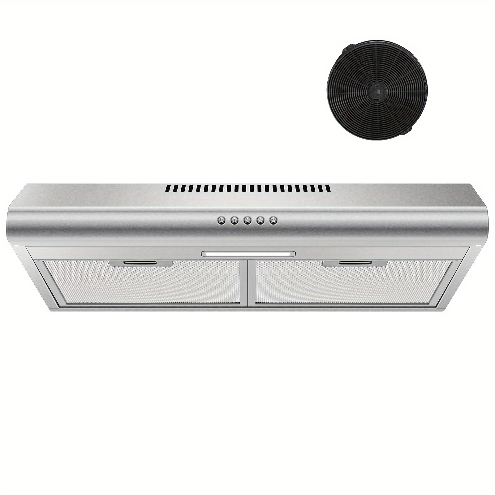 Range Hood 24 Inch, Ductless Range Hood With , Under Cabinet Range Hood, Kitchen Hood With Button Control, Vent Hood With Aluminum Filters, Led Lights, 3 Stove Hood Vent