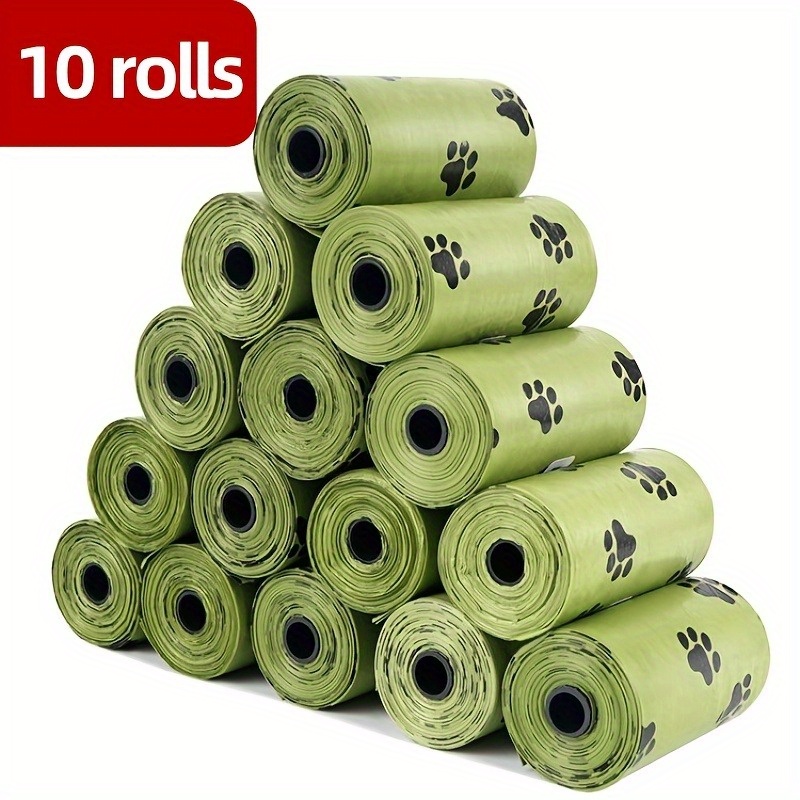 

10 Rolls Of Lavender Scented Dog Poop Bags - Ultra , Leak-proof Polyethylene, Foldable Square Pet Waste Bags With Paw , Ideal For Dogs And Cats, Green