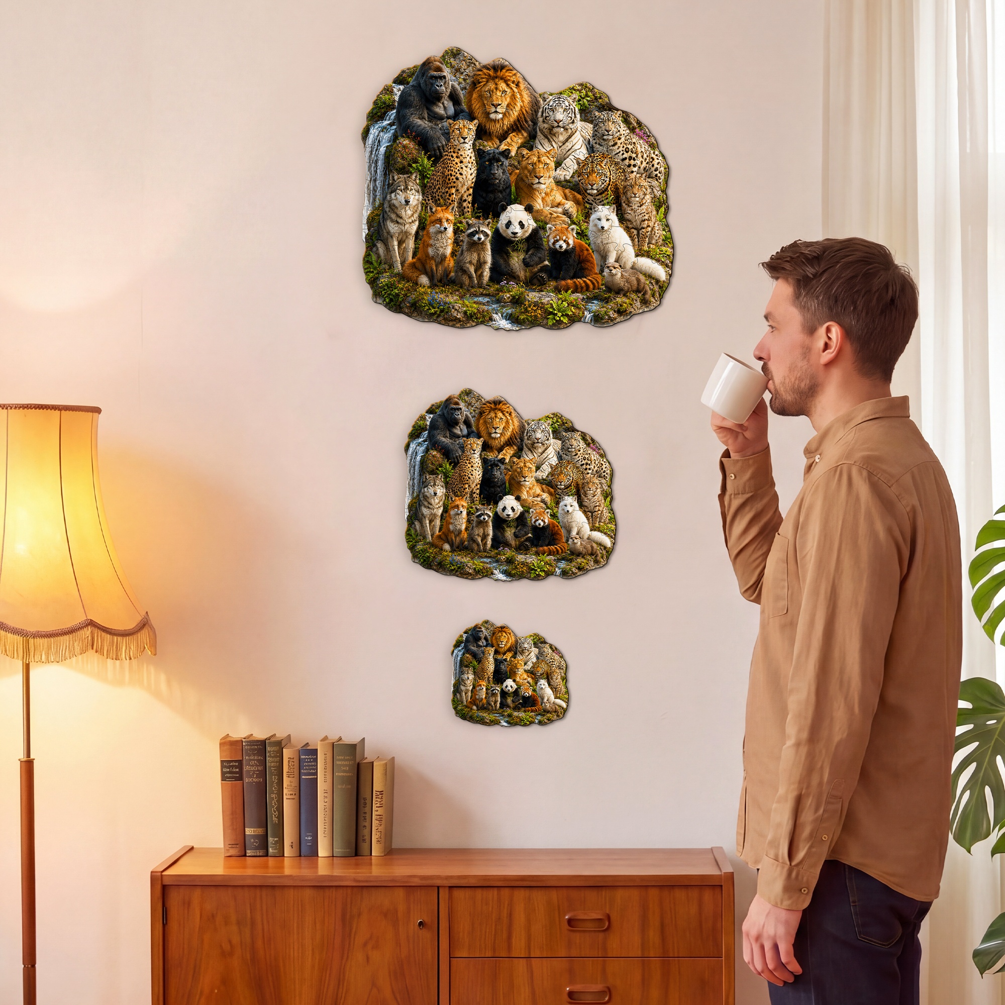 Wild Animal Family Flat Wooden Puzzle for Children