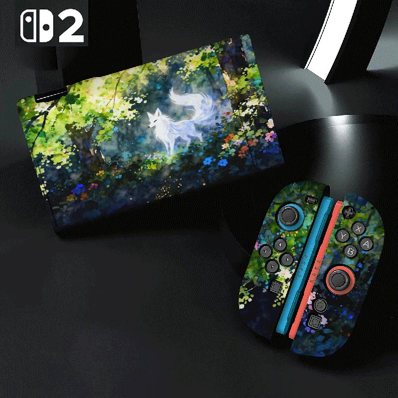 TEMU Étui de protection pour Nintendo Switch/Switch OLED/Switch 2 | Matériau TPU, Slim & aux chocs, Design élégant sur le thème du renard, Durable &