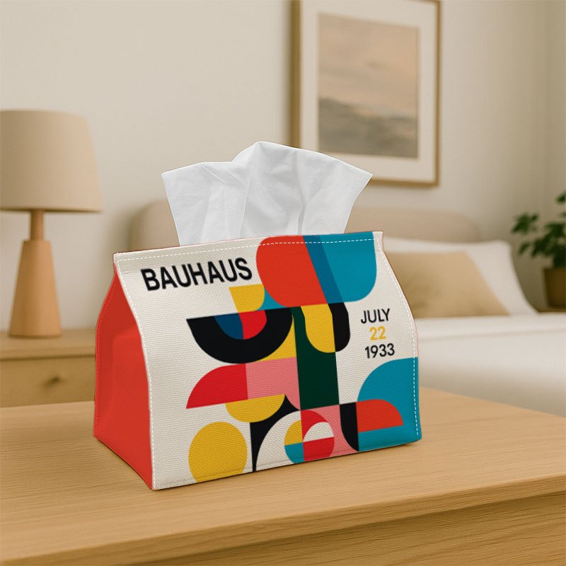 TEMU 1pc Tissue Box - Reusable And Washable, Suitable For Dining Table, Kitchen, Bathroom, Car | July 22, 1933 Modern Art Design With Bauhaus Style |