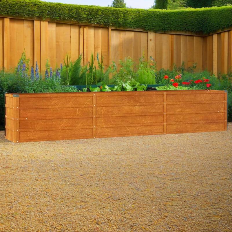 

Rustic Corten Steel Garden Raised Bed 240x40x45 Cm | Weathering Steel Planter For Diy Outdoor Gardening | Stylish Rusty Color Planter Box