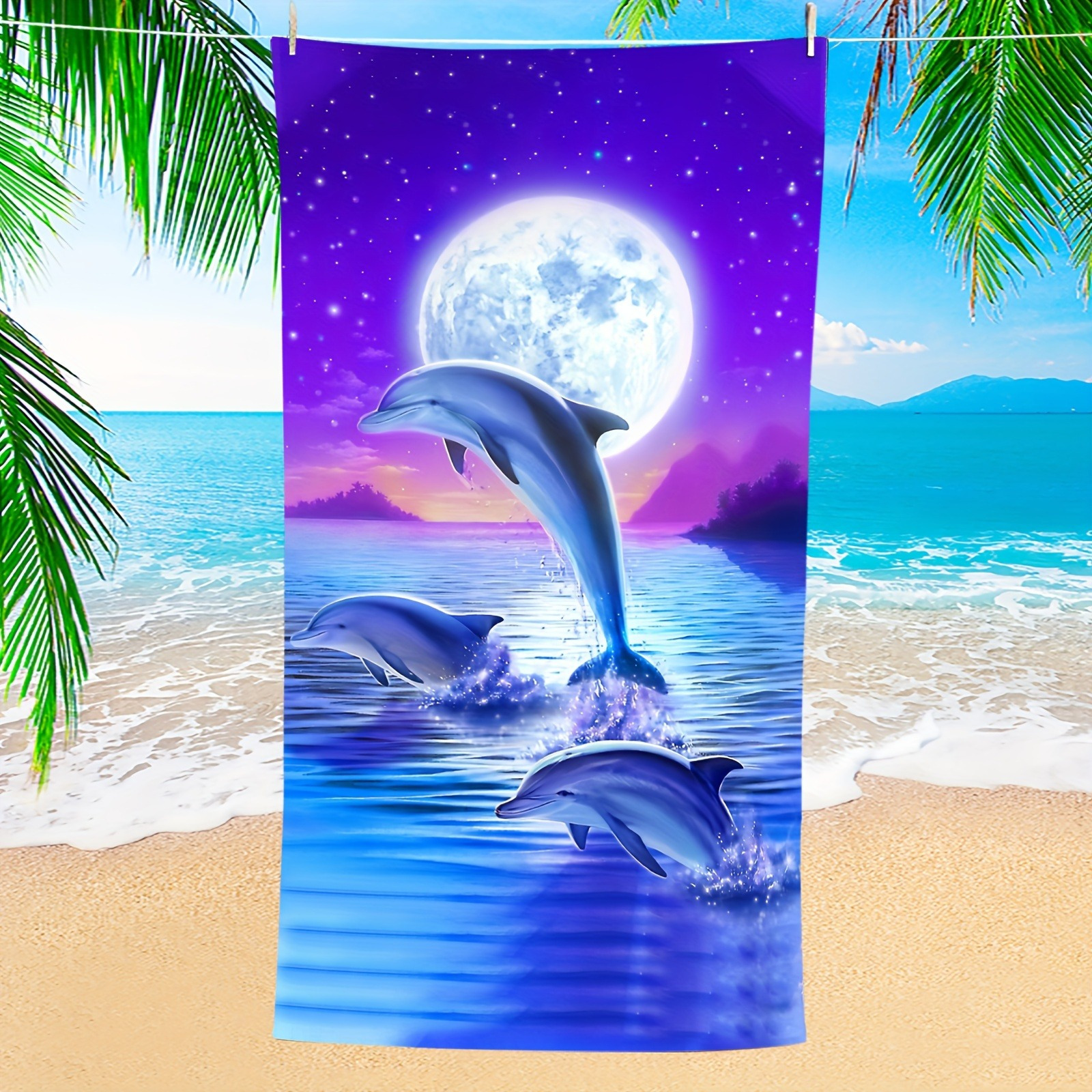 TEMU 1 Serviette de Plage , Super Grande et Super Absorbante en Microfibre , Design Patchwork Tropical, Ne Déteint Pas, Idéale pour Voyages, Piscine,