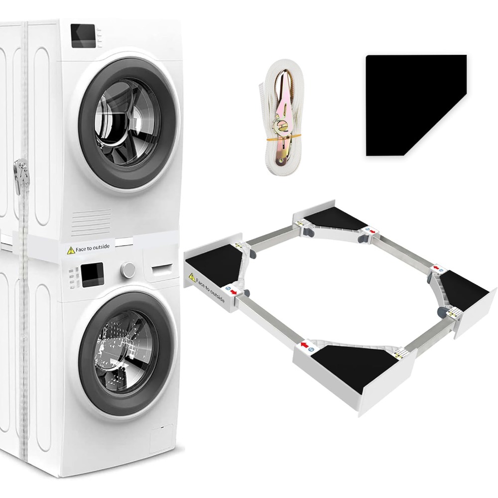 Adjustable Stacking Kit For Washer And Dryer, Gekufa Stacking Shelf With Ratchet Ropes For Washing Machine And Tumble Dryer