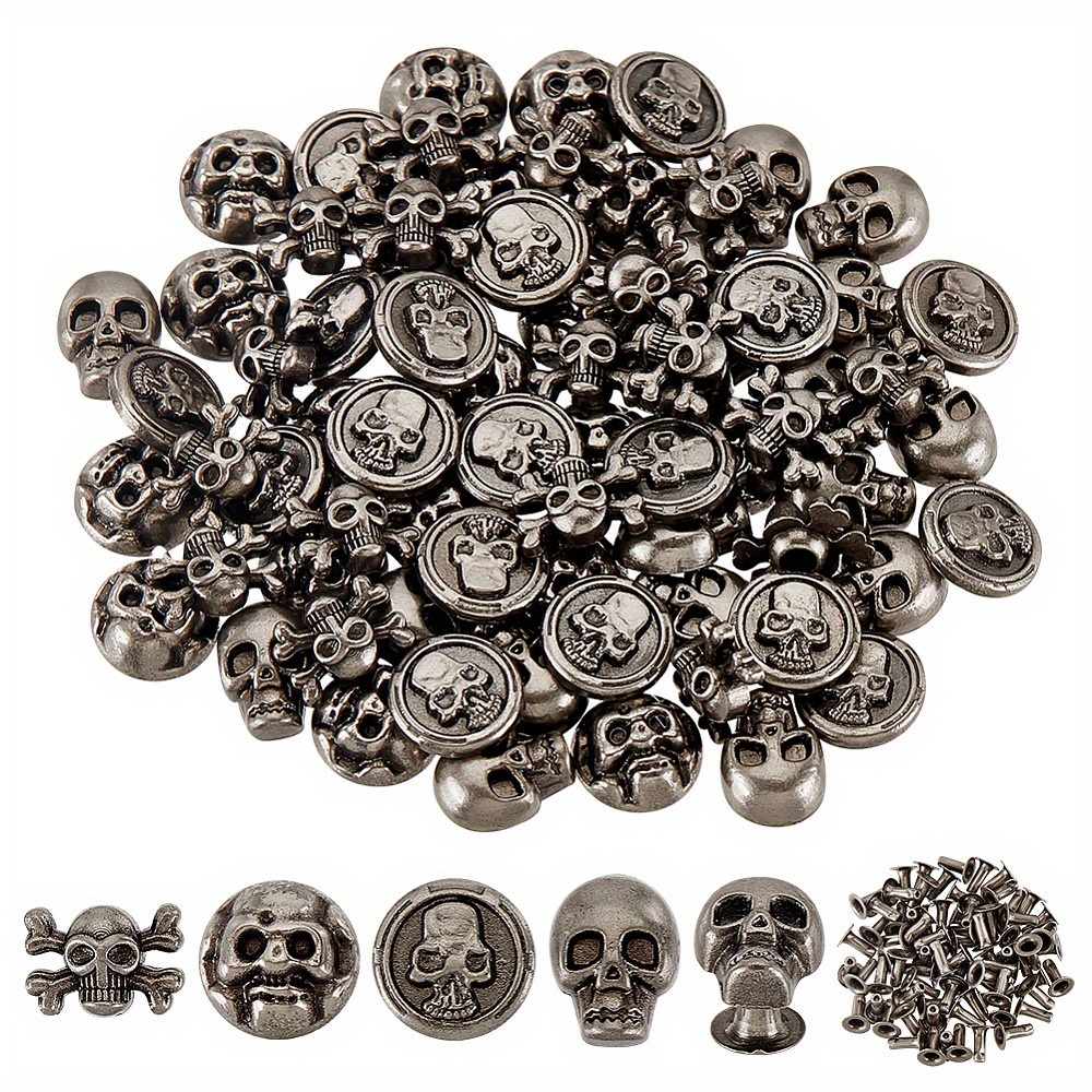 Image of 1set 80pcs 4 Styles Round Alloy Collision Rivet For Purse Bags Boots Leather Crafts Silvery 7~11x4~10mm 20pcs/ Supplies Stickers Handmade Kit
