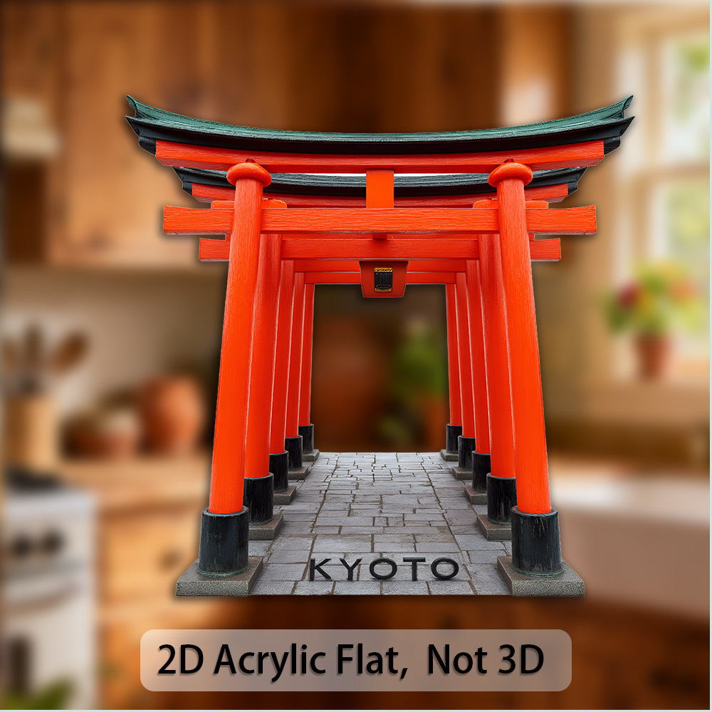 TEMU 1 imán con diseño de el Torii del Santuario de Fushimi Inari de estilo japonés - Material acrílico, paisaje del Santuario de con puente Torii y