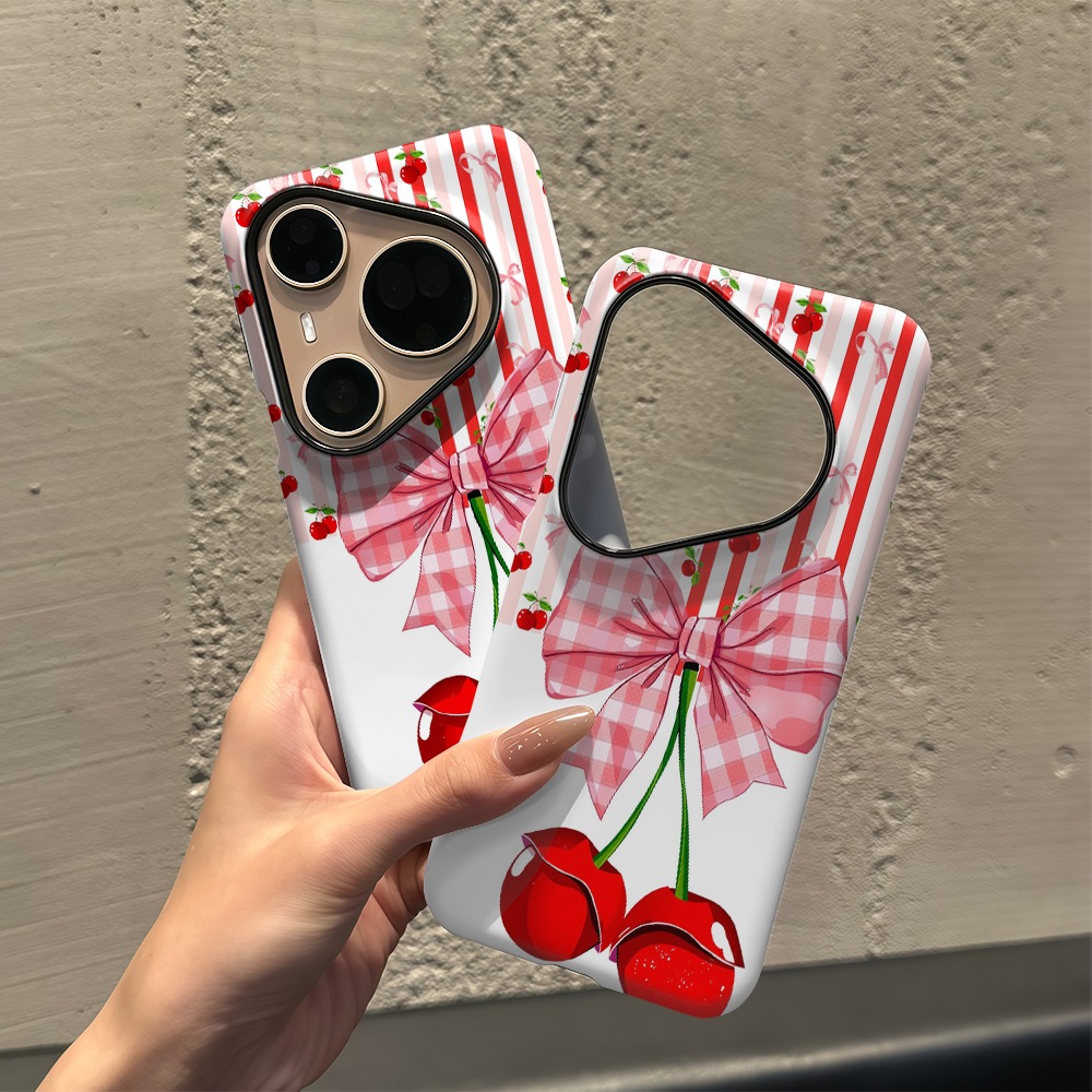 etui na telefon cherry bows   style, odpowiednie dla huawei   80 ultra 70 pro p  p50 p   , nova 14 13 12 11 10   ultra se     50   30 pro+ 50e  e 30e pro 5g, podwójna warstwa ochronna, idealny prezent dla przyjaciół i rodziny, elegancka obudowa,wzór z kokardą,obudowa
