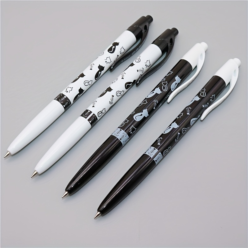 Image of 4pcs Durable Cat Pattern Ballpoint Pen 2-color Stationery Ballpoint Pen 0.5mm Blue Ink School Office Supplies Gift Stationery
