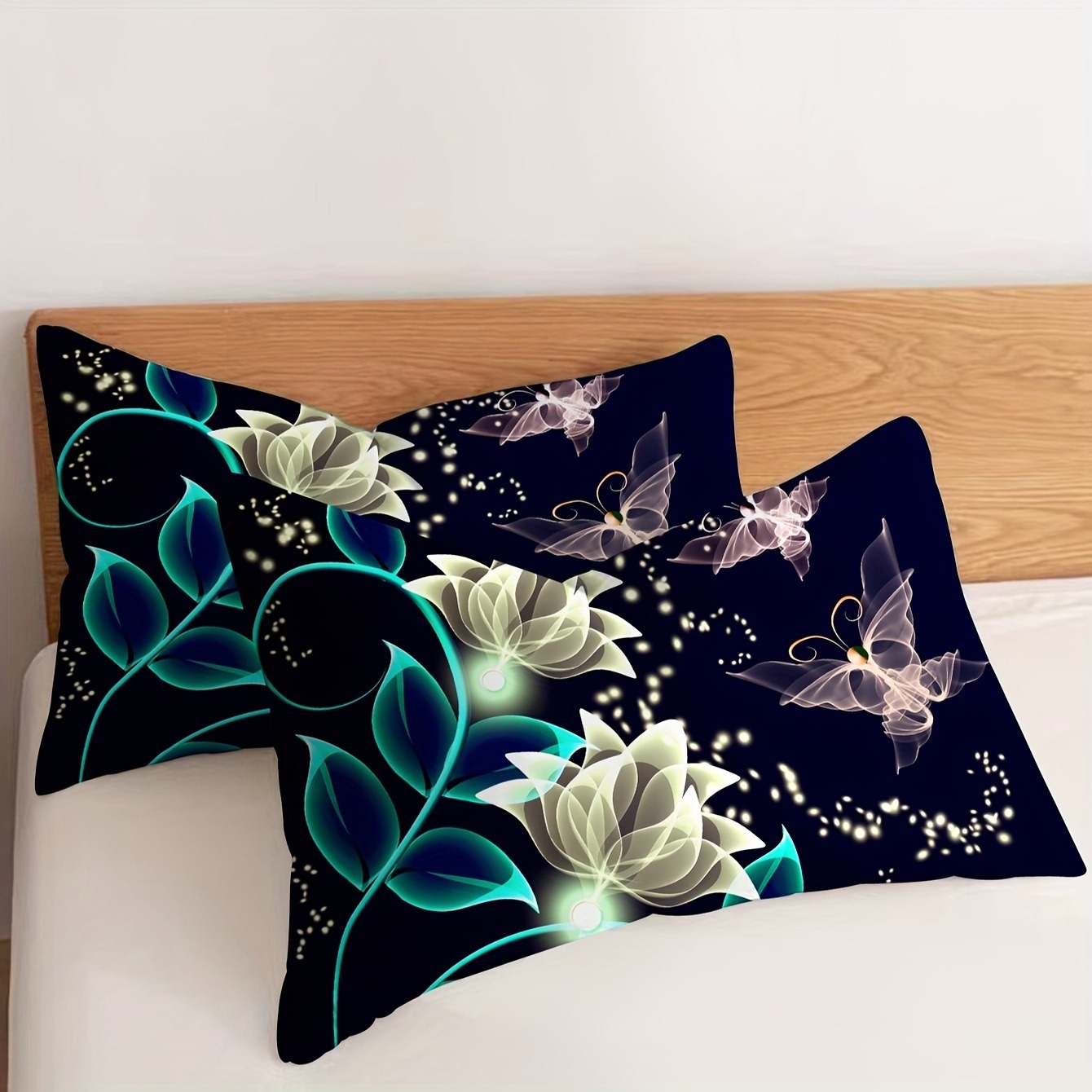 TEMU 2pcs -the-dark Print Brushed Waist Pillowcase, Soft And Comfortable - Rectangular Pillow Cover, Rectangular Pillowcase, Lumbar Pillow Cover,